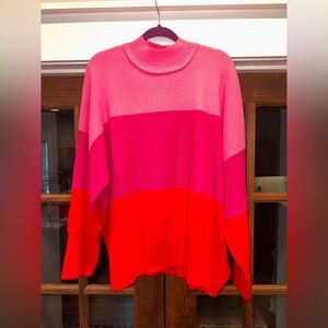EUC TCEC Size‎ Large Oversized Pink Colorblock Women's Sweater